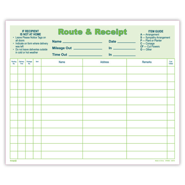 Route & Receipt  OF0603